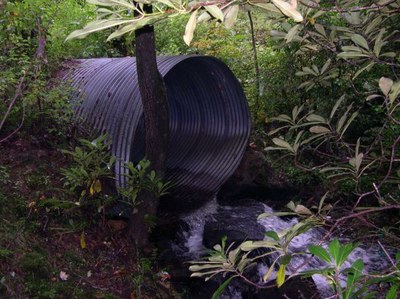 Photo of the culvert to be replaced on Bryant Creek in the Chattachoochee National Forest.