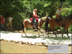 Park visitors use newly-constructed stream crossings.
