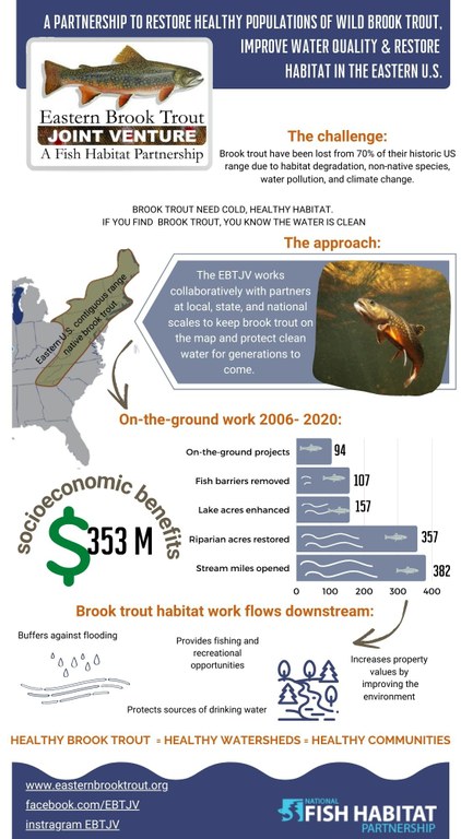 An update to the 2006-2014 infographic, this image shows metrics of EBTJV's work from 2006 - 2020 and why it is important.