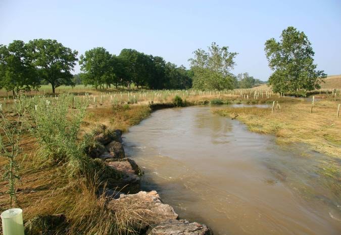 Photo of one of the properties during a flood on Smith Creek Headwaters Restoration, Virginia.