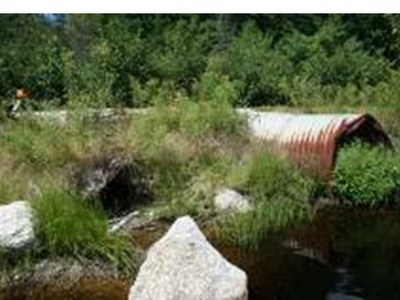 Photo of the inlet at the upstream end of the culvert on WB Machias in Maine.