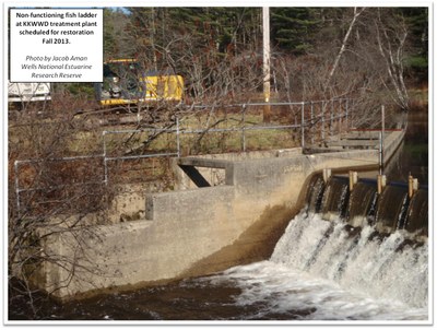 The fish ladder at the Kennebunk, Kennebunkport, and Wells Water District treatment plant in Kennebunk, ME.  