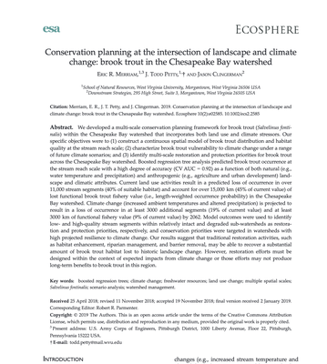 Conservation planning at the intersection of landscape and climate change: brook trout in the Chesapeake Bay watershed